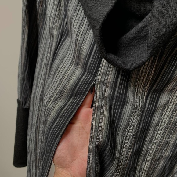 Black Grey Striped Cowl Neck Long Sleeve Top - Picture 5 of 6